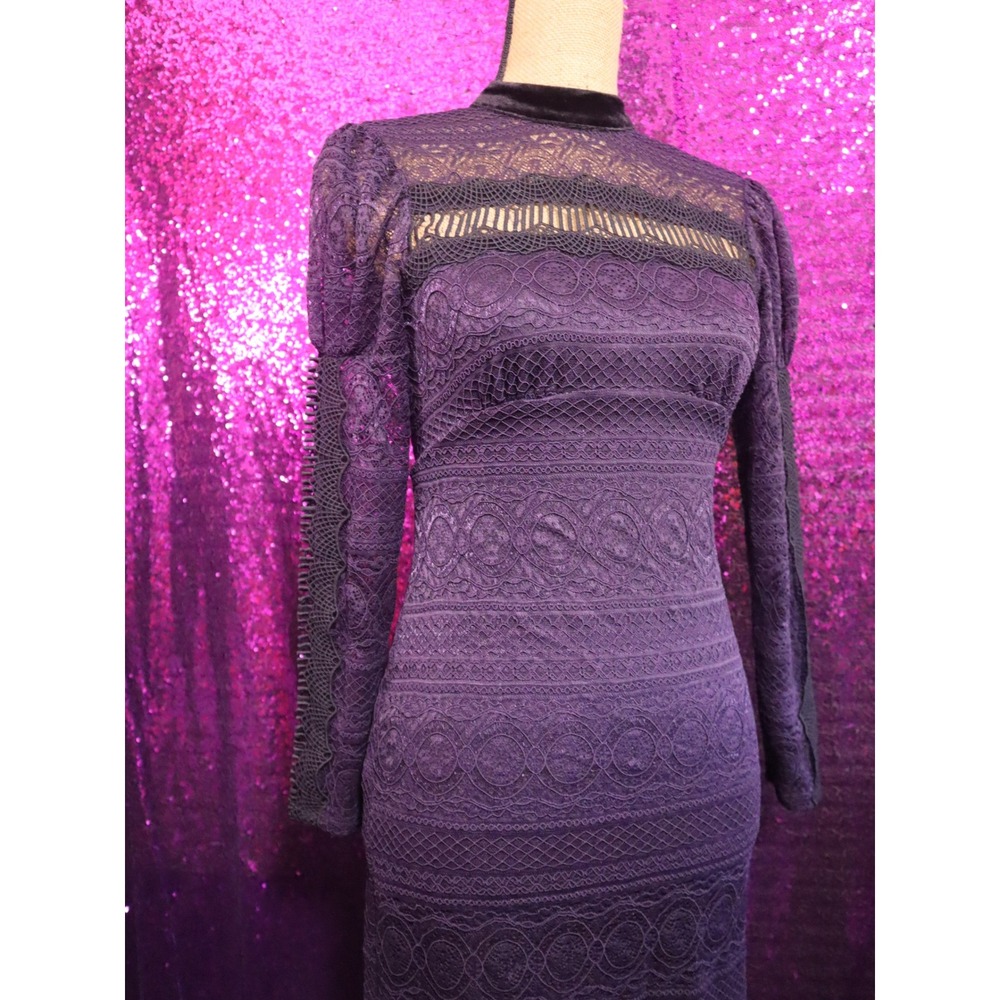 Purple Lace Dress 2 Topshop Womens Petite Velvet Mock Neck Long Sleeve Bodycon